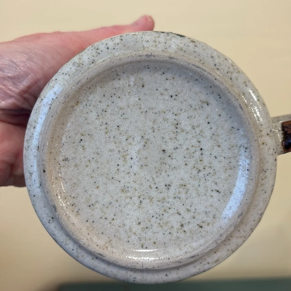 Vintage 1970s Otagiri Speckled Stoneware Floral Soup Mug
